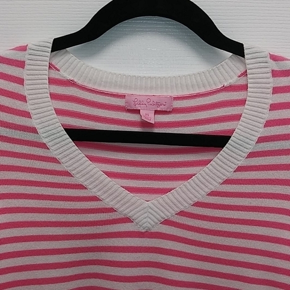 Lilly Pulitzer Striped Sweater with‎ Argyle Sleeves - Picture 3 of 9